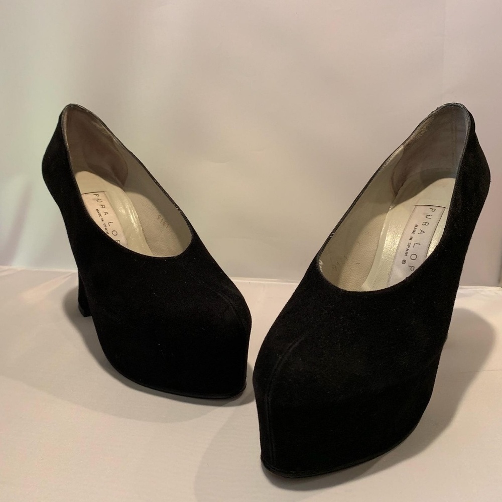 Pura Lopez suede platform heels